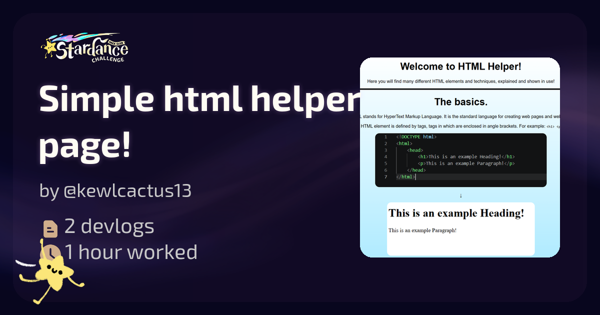 Simple html helper page! - Stardance